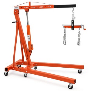 2 Ton Folding Hydraulic Engine Hoist with Lever, Folding Engine Shop Crane Hoist Lift, Heavy Cherry Picker with 6 Wheels for Garage, Workshop - 1 of 4
