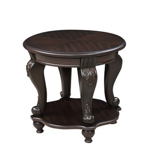 SEVOBAL Two Tone Round End Table Easy Assembly with Durable and Heat Resistant Wood Veneer for Family and Office, Black, 26.18"*25.39"*9.84" - 1 of 4