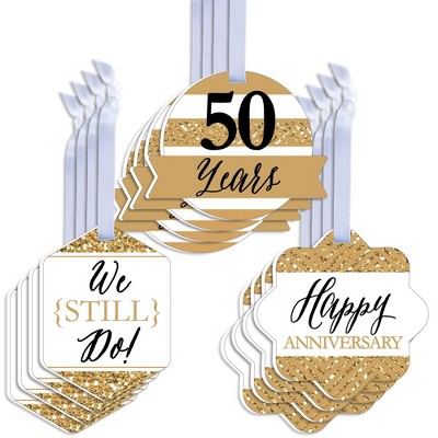 Big Dot of Happiness We Still Do - 50th Wedding Anniversary - Assorted Hanging Anniversary Party Favor Tags - Gift Tag Toppers - Set of 12