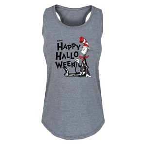 Women's - Dr. Seuss - Happy Halloween Skeleton Cat Graphic Racerback Tank - 1 of 4