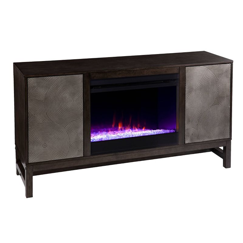 Tifchar Color Changing Fireplace with Media Storage Brown/Silver - Aiden Lane, 6 of 17