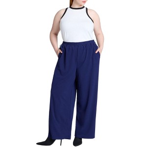 ELOQUII Women's Plus Size Track Pant With Side Stripe - 1 of 4