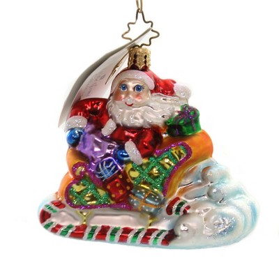 Christopher Radko 3.0" Sleighful Santa Gem Christmas Little Gem  -  Tree Ornaments