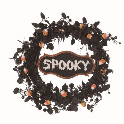 Transpac Floral Multicolor Halloween Mini Candy Corn Spooky Wreath