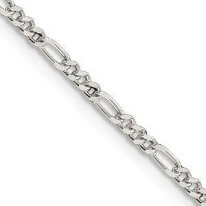 Black Bow Jewelry 2.25mm Sterling Silver, Solid Figaro Chain Necklace - 1 of 4