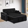 3-in-1 Velvet Sleeper Sofa Couch, Pullout Bed, Modern Convertible Velvet Pull Out Loveseat Futon Sofa, Adjustable Backrest and Pillows, Black - 3 of 4