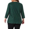 Agnes Orinda Women's Plus Size Printed Pattern V Neck 3/4 Sleeve Pleated Casual Blouses - 4 of 4