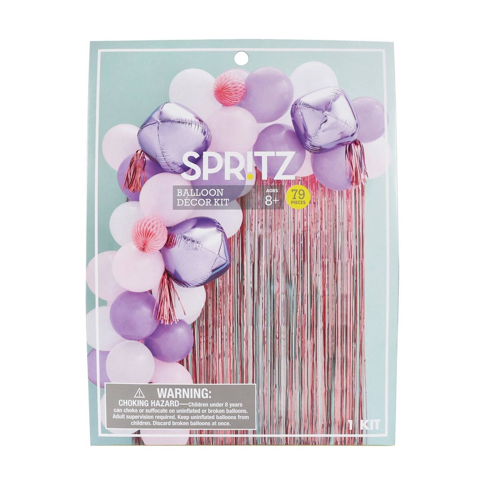 Photos - Other Jewellery 54ct Large Balloons Arch with Backdrop Pink/Purple/Lavender - Spritz™