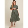 Pinkblush Olive Floral Lace Smocked Maternity Midi Dress - 2 of 4