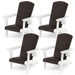 Tangkula 4PCS Patio Adirondack Chair Wide Armrests & Hidden Cupholder - 1 of 4