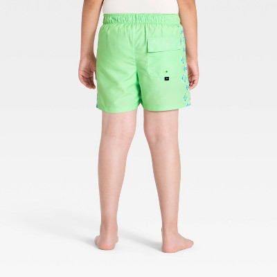 Art Class Boys' Tropical Geos Side Piecing Swim Trunks with Built in Boxers - Art Class™ Green L — фото 2