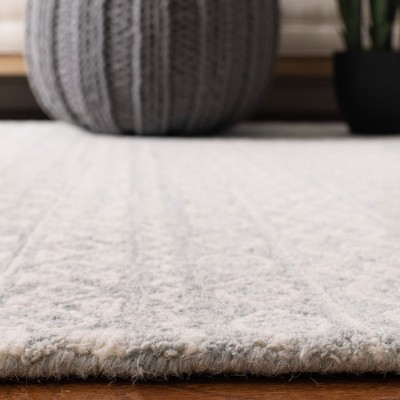 Aqua and Ivory Hand-Tufted Wool 8' x 10' Area Rug