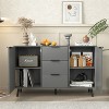 TIRAMISUBEST 47.2" Sideboard Buffet Cabinet, Kitchen Buffet Cupboard with 3 Drawers & 2 Doors, Natural Wood Color Storage Cabinet - 2 of 4