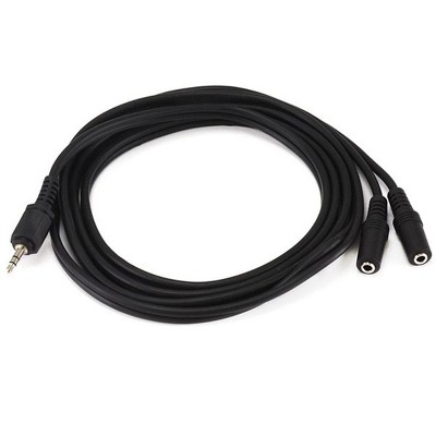Monoprice Audio/Stereo Splitter Cable - 6 Feet - Black | 3.5mm Stereo Plug/Two 3.5mm Stereo Jack