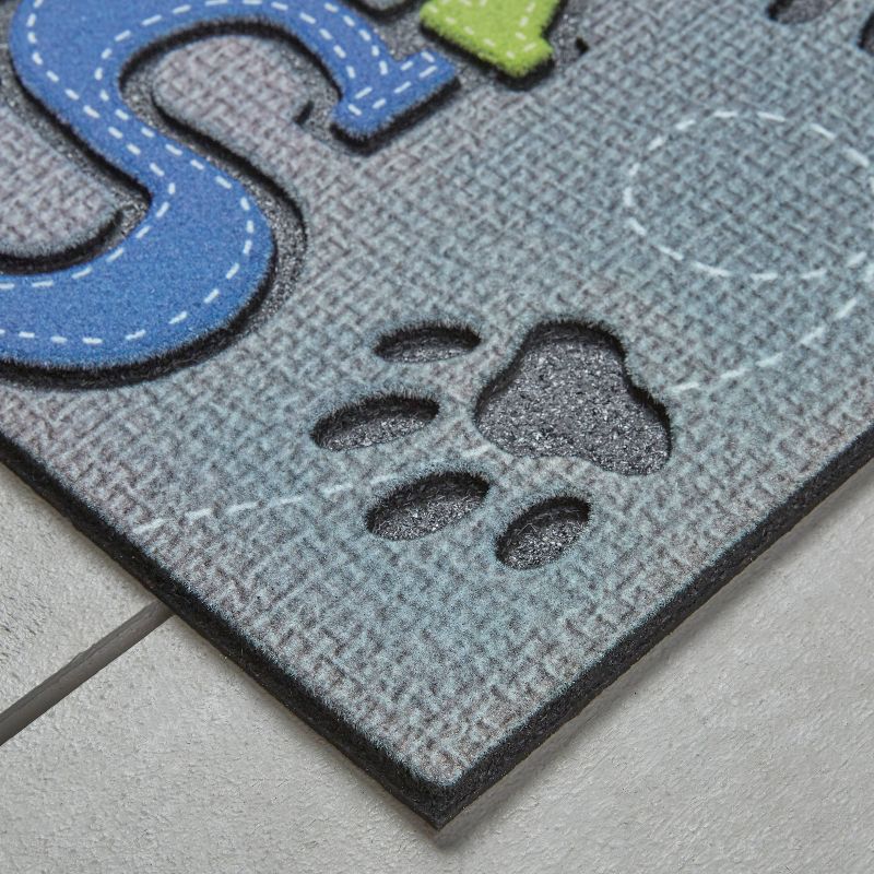 1&#39;6&#34;x2&#39;6&#34; &#39;Wipe Your Paws&#39; Paw Stitch Doorscapes Mat Gray - Mohawk, 3 of 5