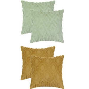 Unique Bargains Patterned Soft Shaggy Plush Faux Fur Throw Pillow Covers Set 4 Pcs - 1 of 4