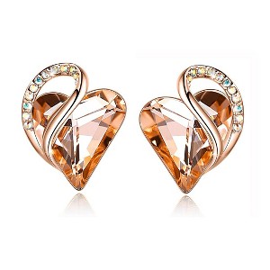 Leafael 18K Rose Gold Plated Love Heart Stud Earrings with Healing Stone Crystal Jewelry Gifts for Women - 1 of 4