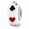 Black Bow Jewelry Fenton White Lucky Suit Glass & Sterling Silver Bead Charm - 3 of 4