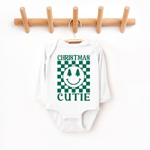 The Juniper Shop Christmas Cutie Checkered Baby Long Sleeve Bodysuit - 6 Month - White - 1 of 3