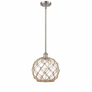 Farmhouse Rope - 1 Light Stem Hung Mini Pendant In Industrial Style-13 Inches Tall and 10 Inches Wide - 1 of 1