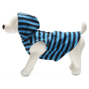 Gooby Design Pet Fleece Vest Hoodie, Small, Blue Stripe - 1 of 1