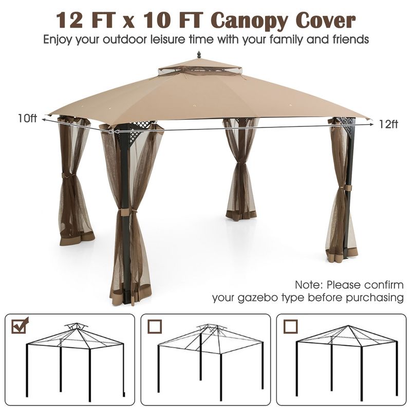 10' x 12' Patio Gazebo Replacement Top Cover 2-Tier Canopy CPAI-84 Outdoor, 3 of 11