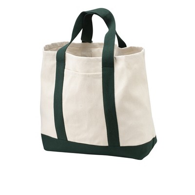 Natural and Forest Green Cotton Twill Two-Tone Tote Bag
