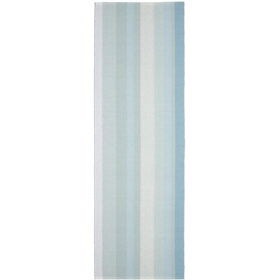 Blue and Beige Handwoven Cotton Stripe Rug 4' x 6'