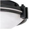 Possini Euro Design Deco Modern Ceiling Light Flush Mount Fixture 12 3/4" Wide Oil Rubbed Bronze 2-Light Marbleized Glass for Bedroom Kitchen Hallway - 3 of 4