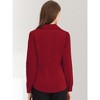 Allegra K Women's Elegant Collar V Neck Long Sleeve Work Office Satin Button Down Shirt - 4 of 4