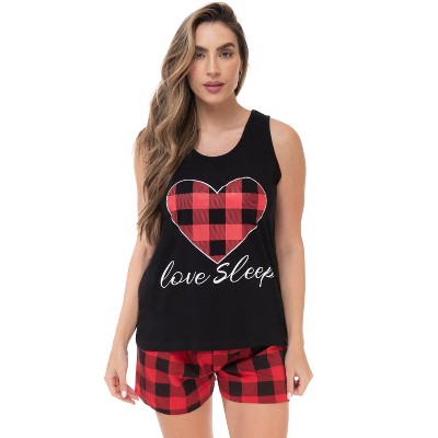 black - love sleep buffalo plaid