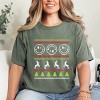 S.W.Smiley Ugly Christmas Sweater Pixels - Women's Garment Dyed Graphic T-Shirt - 3 of 4