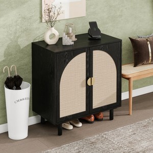 Okak Modern Bedroom Dressers with 2 Rattan Door 3 Drawer,Chest of Drawers for Living Room Bedroom,Entryway Study,Wooden Dresser Cabinet - 1 of 4