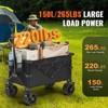 VEVOR Collapsible Folding Wagon, 150 L Beach Wagon Cart with All-Terrain Wheels, Heavy Duty Folding Wagon Cart Max 265 lbs with Drink Holders - 3 of 4