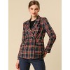 INSPIRE CHIC Women's Casual Fit Notched Lapel Double Breasted Plaid Formal Blazer - 4 of 4
