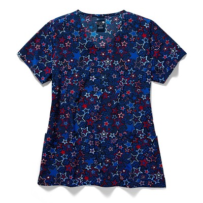 Zoe and Chloe Zoe+Chloe Performance V-Neck Print Scrub Top