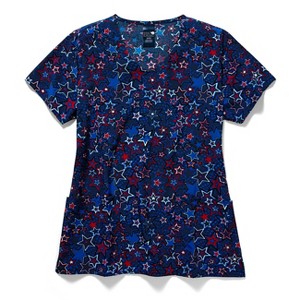 Zoe and Chloe Zoe+Chloe Performance V-Neck Print Scrub Top - 1 of 1