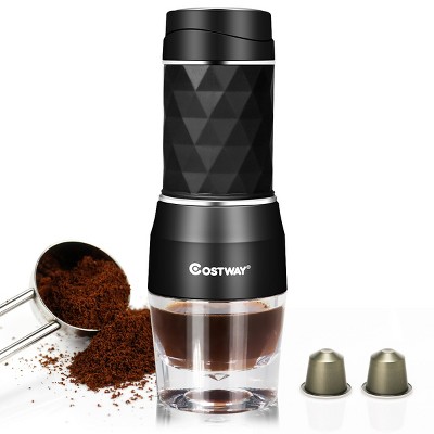 Costway Portable Espresso Machine 20 Bar Manual Espresso Maker Capsule & Ground Coffee