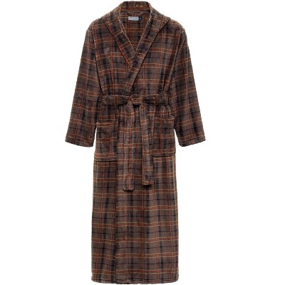 ADR Men's Robe, Plush Fleece Hooded Bathrobe Man, Long Warm Cozy Bath Robe Man