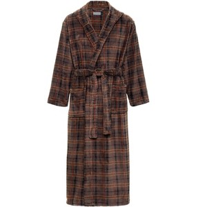 ADR Men's Robe, Plush Fleece Hooded Bathrobe Man, Long Warm Cozy Bath Robe Man - 1 of 4