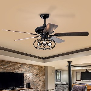 52-inch Blade Dark Wood Ceiling Fan with Lights (No Included Bulb) - 1 of 4