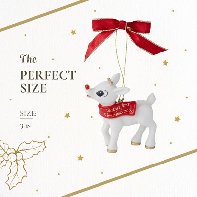 White and Red Baby's First Christmas Reindeer Ornament