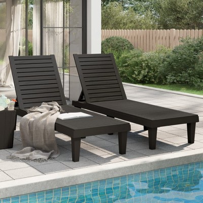 vidaXL Sun Loungers 2 pcs Black 61 in.x22.8 in.x32.7 in. Polypropylene