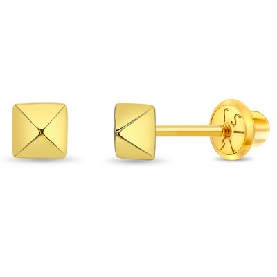 Girls' Dainty Pyramid Screw Back 14k Gold Earrings - In Season Jewelry