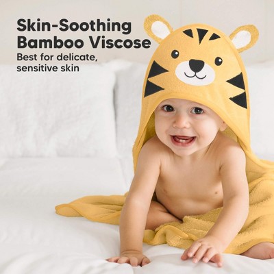 Organic Bamboo Hooded Baby Towel Set in Tiger Design