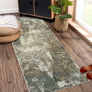 Machine Washable Rug Modern Abstract Carpet Non Slip Geometric Throw Rug Foldable Low Pile Ultra Soft Distressed Accent Rug for Living Room, Office - 1 of 4