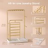 360° Rotating Jewelry Stand with Velvet Ring Tray, Multi-Level Display Organizer for Necklaces, Bracelets & Earrings, Gold - 4 of 4