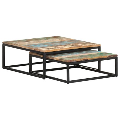 vidaXL Coffee Table Set of 2 Multicolor Reclaimed Wood Small