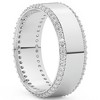 Pompeii3 1Ct Lab Created Diamond Ring Mens Textured Wedding 8mm Band White or Yellow Gold - 3 of 4