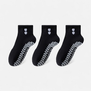 Anna-Kaci Women's Grip Ankle Socks 3-Pack with Heart Embroidery and Anti-Slip Soles for Yoga and Indoor Use - 1 of 1